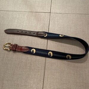 Leather and Woven Belt Waist Size 26 Navy Blue